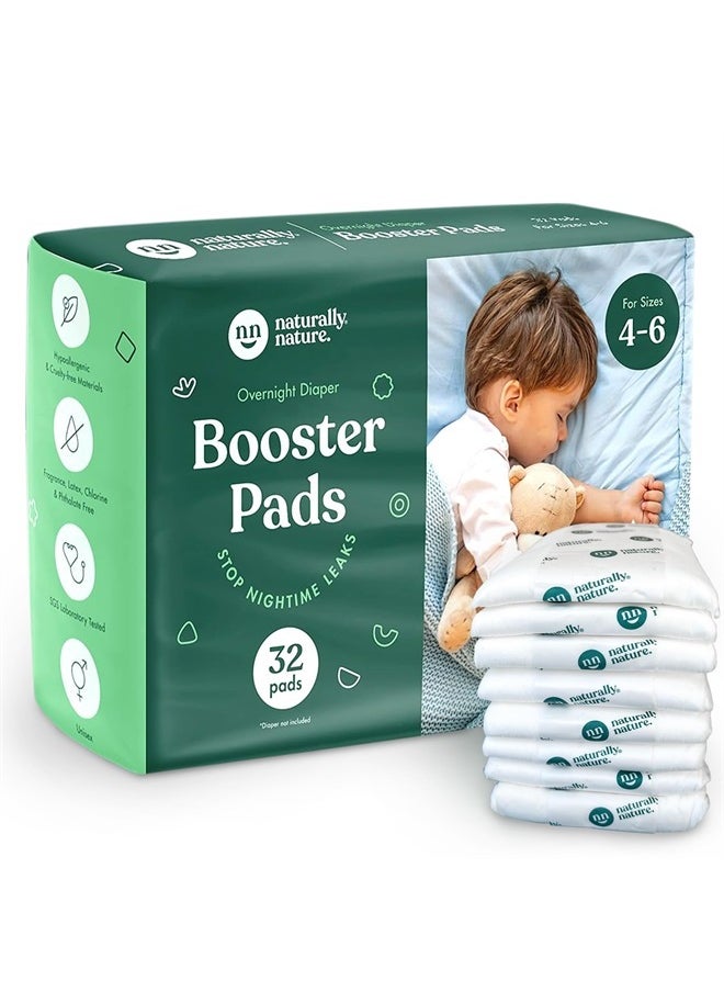 Naturally Nature Superior Leak Protection, Naturally Nature Overnight Diaper Booster Pads with Adhesive for Pull-on & Regular Diapers, Trusted by Parents to Help with Nighttime Leaks, Boys & Girls, 32 Pads  - Image 1