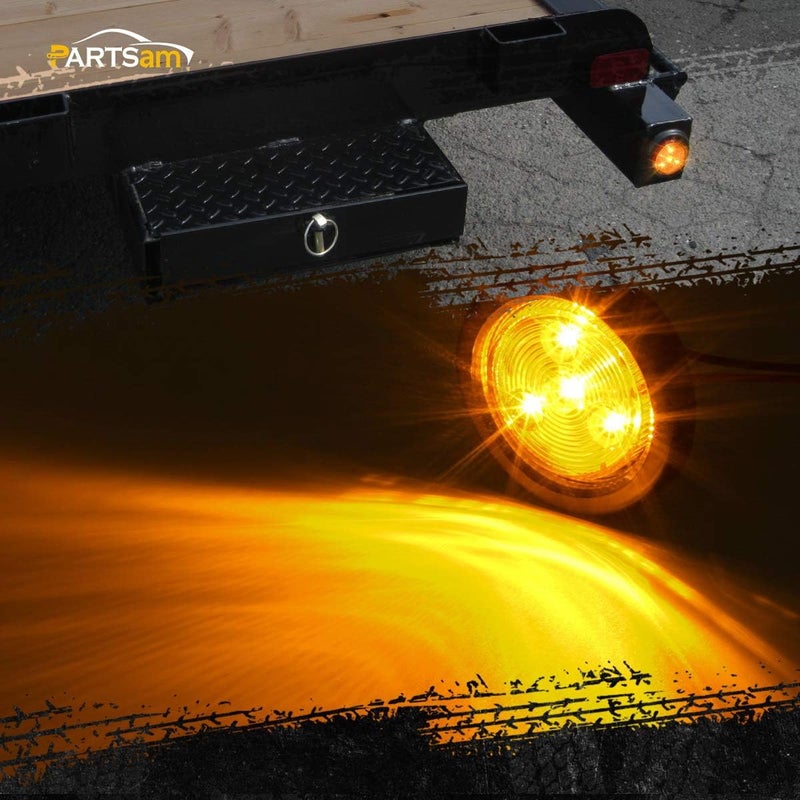 Partsam 10Pack(5 Amber + 5 Red) 2" 4LED Round Trailer Side Marker Light Grommet Flush Mount, [DOT Approved] Sealed 2 inch Clearance Lights with Reflex Lens for Truck RV Camper, IP67 Waterproof, 12V - Image 2