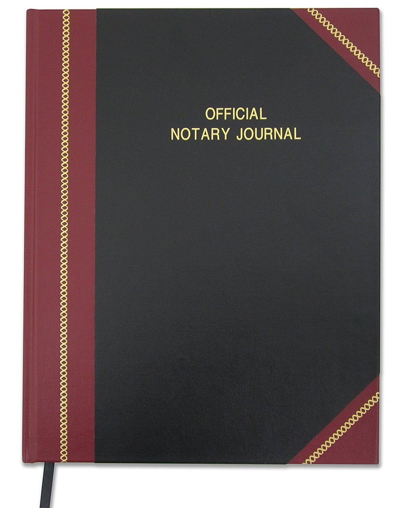 BookFactory Official Notary Journal/Log Book 336 Pages 8.5'' X 11'' 1,340 Entries All 50 States Journal of Notarial Acts, Black and Burgundy Cover, Hardbound, (Made in USA)