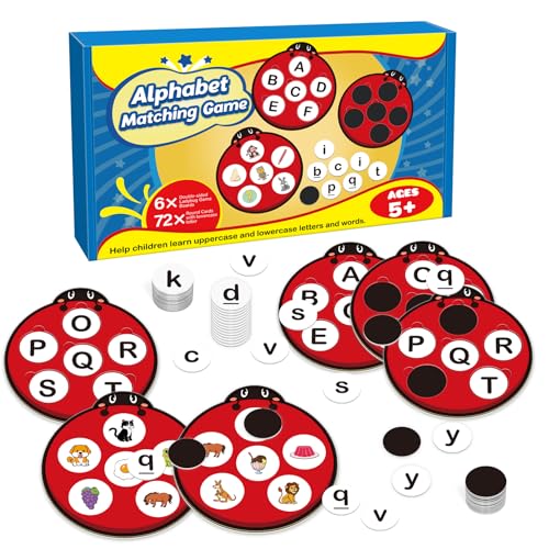 Kasfalci Alphabet Games for Kids ToddlersAnimal CardsAlphabet Learning ToysABC Flash CardsSpeech TherapyLetter Matching Board Games for Kids 36Ladybug ToysPreschool Classroom Must Haves - Image 1