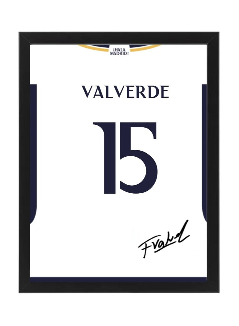 Boomah Accessories Federico Valverde Real Madrid Autographed Jersey 2023-24 Poster with Frame 30x40cm