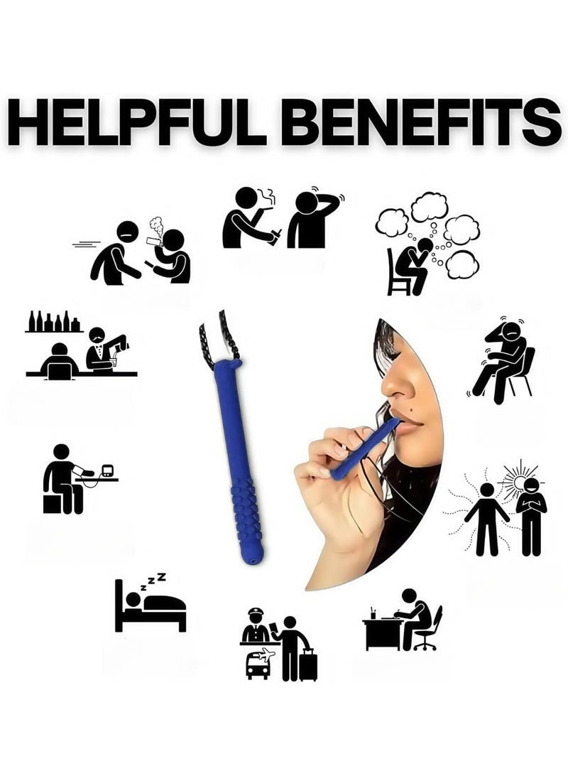 3-PCS Essential Oil Breather，Breathable Silicone Chew Stick，Decompression Creative Respirator, Relieve Tension and Stress and Improve Concentration（Blueberry flavor） - Image 2