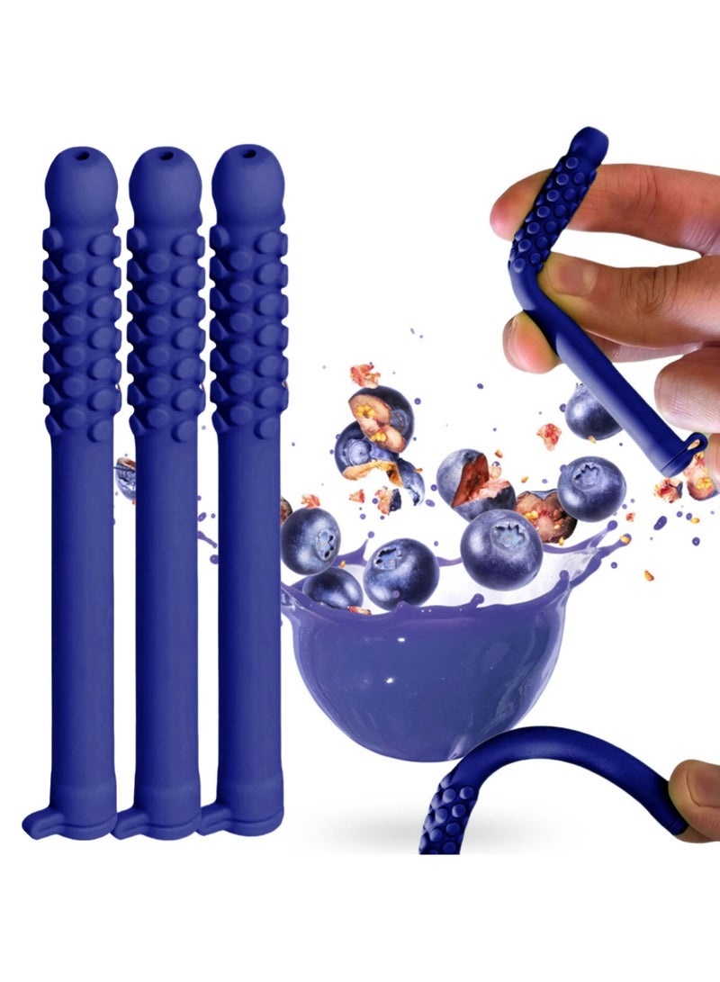3-PCS Essential Oil Breather，Breathable Silicone Chew Stick，Decompression Creative Respirator, Relieve Tension and Stress and Improve Concentration（Blueberry flavor） - Image 1
