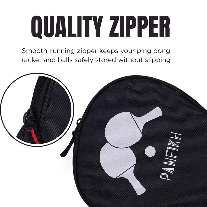 PANFIKH Table Tennis Racket Bag with Zipper Closure, Waterproof Ping Pong Paddle Case Lightweight Racket Cover with Carrying Loop Handle, Durable Multi-Use Table Tennis Paddle Carry Bag - (Black) - Image 5