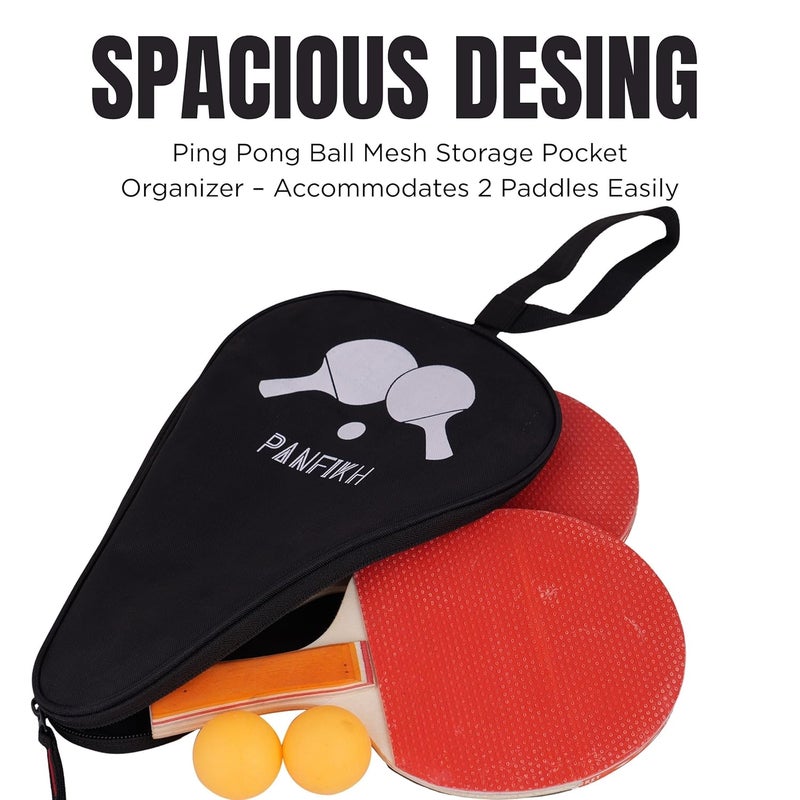 PANFIKH Table Tennis Racket Bag with Zipper Closure, Waterproof Ping Pong Paddle Case Lightweight Racket Cover with Carrying Loop Handle, Durable Multi-Use Table Tennis Paddle Carry Bag - (Black) - Image 3