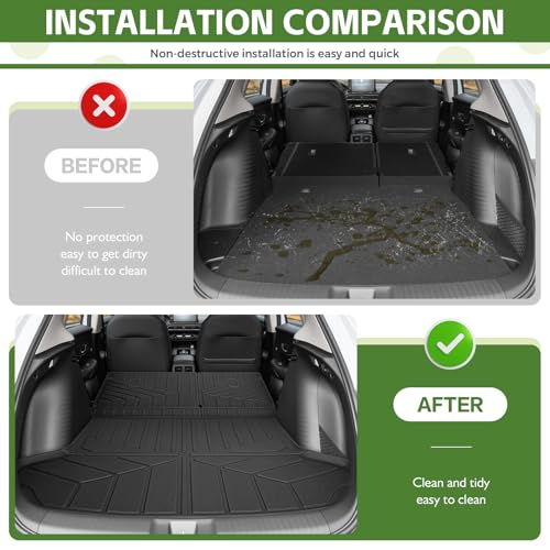 Qyebbk Cargo Liners for 2023-2026 Honda HRV Trunk Mat with Seat Back Cover Accessories, All Weather Rear Cargo Mat Backrest Protector for 2023 2024 2025 2026 HR-V - Image 2