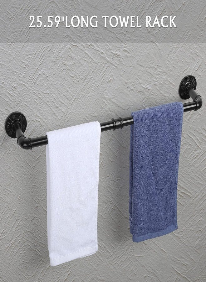CADUKE Bathroom Hardware Fixture Set Industrial Towel Bar Sets with Paper Towel Rack Wall Mount Hand Towel Holder Roll Ring Toilet Paper Holder and Pipe Robe Towel Holder Hanger for Farmhouse Home, 7 Pieces - Image 2