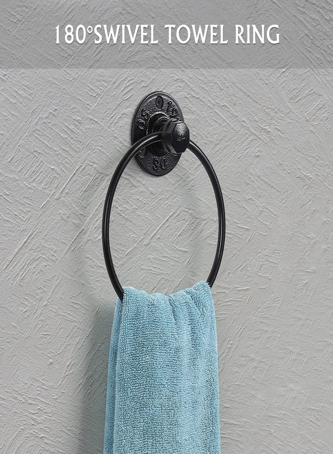 CADUKE Bathroom Hardware Fixture Set Industrial Towel Bar Sets with Paper Towel Rack Wall Mount Hand Towel Holder Roll Ring Toilet Paper Holder and Pipe Robe Towel Holder Hanger for Farmhouse Home, 7 Pieces - Image 4
