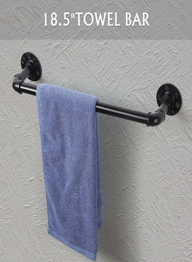 CADUKE Bathroom Hardware Fixture Set Industrial Towel Bar Sets with Paper Towel Rack Wall Mount Hand Towel Holder Roll Ring Toilet Paper Holder and Pipe Robe Towel Holder Hanger for Farmhouse Home, 7 Pieces - Image 3