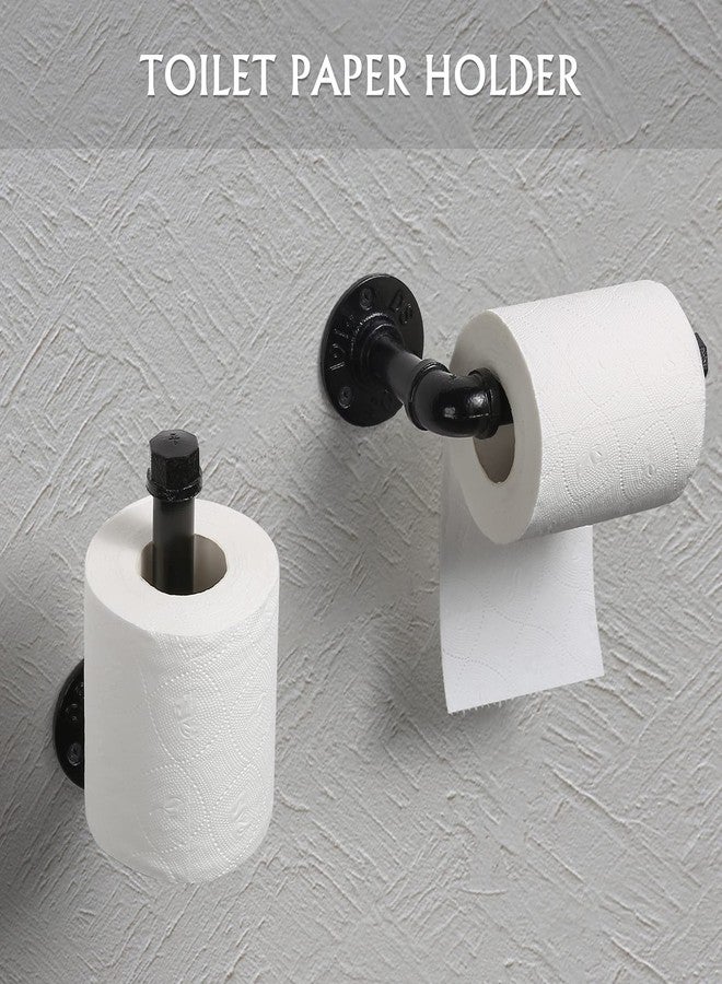 CADUKE Bathroom Hardware Fixture Set Industrial Towel Bar Sets with Paper Towel Rack Wall Mount Hand Towel Holder Roll Ring Toilet Paper Holder and Pipe Robe Towel Holder Hanger for Farmhouse Home, 7 Pieces - Image 5