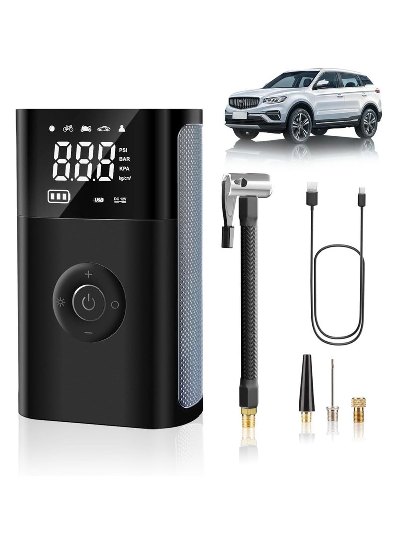 Generic Portable Car Tire Inflator, Tyre Inflator Portable Air Compressor, Rechargeable Portable Air Compressor, Cordless Tire Inflator, Portable Air Compressor, 150PSI Portable Air Pump for Car Tires with Tire Pressure Gauge, Electric Air Pump Suitable For Car, Motorcycles, Bicycles, Balls  - Image 1