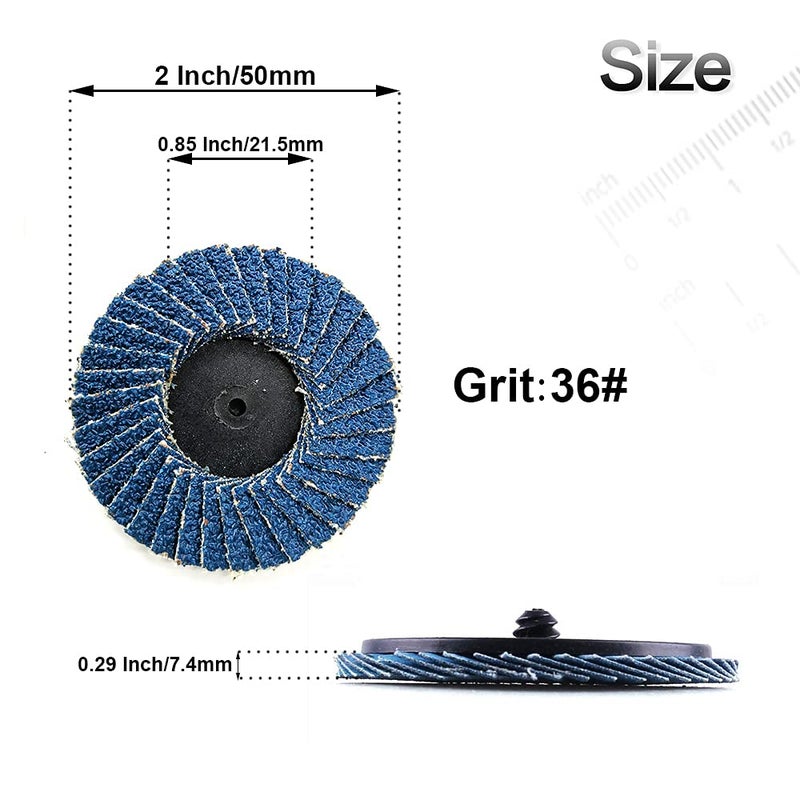 Tshya 24 Pcs 2 inch Roll Lock Flap Discs with 1/4" Holder Die Grinder Attachments T27 Zirconia Flat 36/60/80 Grit Grinding Wheels for Surface Prep - Image 4