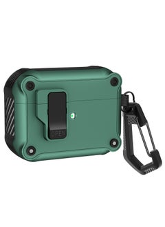 Airpods4 Earphone Case For Apple Airpodspro Protective Case Airpods3 Automatic Elastic Cover Protective Case-Color:Green + Booster + Carabiner-Model:Apple Airpods 3