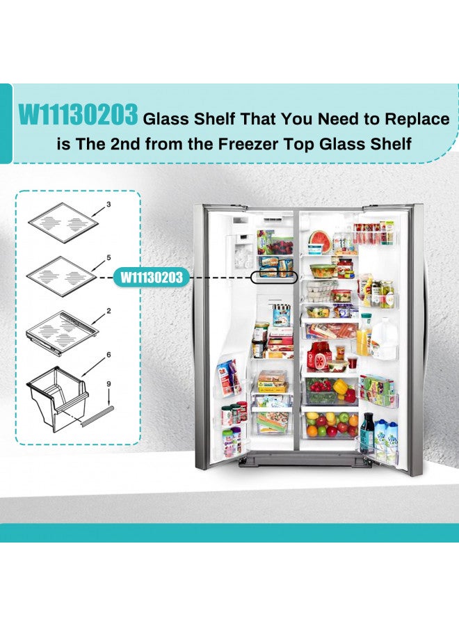 Soobool Upgraded W11130203 Freezer Shelf, Compatible with whirlpool Refrigerator WRS571CIHZ WRS571CIHZ04 WRS571CIHZ01 Freezer Glass Shelf, Replacement W10527849 W10773887 AP6262440 PS12347522 4545866 - Image 2