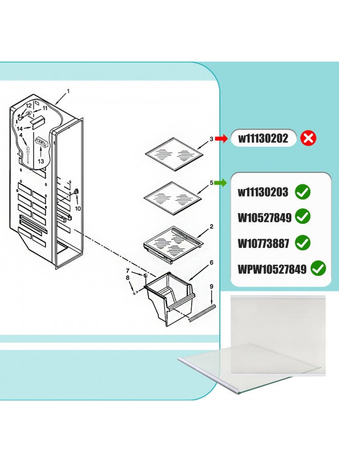 Soobool Upgraded W11130203 Freezer Shelf, Compatible with whirlpool Refrigerator WRS571CIHZ WRS571CIHZ04 WRS571CIHZ01 Freezer Glass Shelf, Replacement W10527849 W10773887 AP6262440 PS12347522 4545866 - Image 4