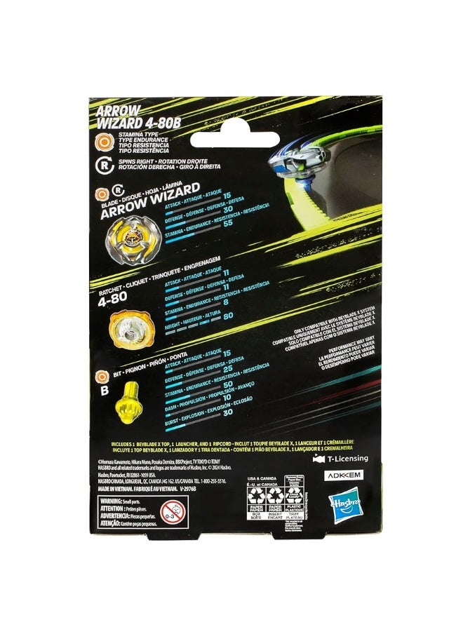 BeyBlade - BEYBLADE X Arrow Wizard 4-80B Starter Pack Set with Stamina Type Right-Spinning Top and Launcher; Battling Top Toys for 8 Year Old Boys and Girls - Image 1