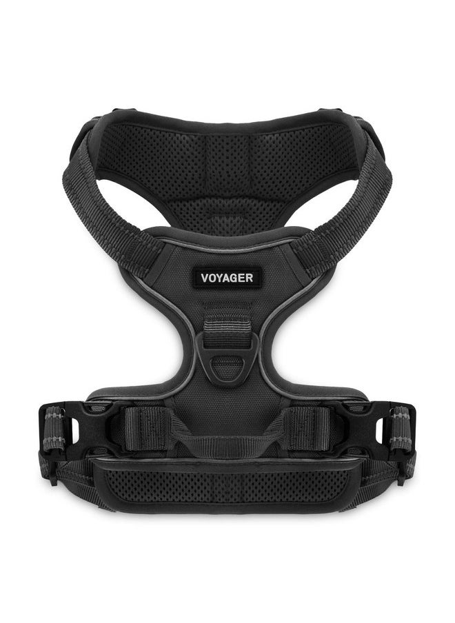 VOYAGER Voyager Dog Harness Dual Leash Attachment No-Pull Control Adjustable Soft But Strong Pet Harness For Medium And Large Dogs With 3M Reflective Technology - Black, S (Chest: 16 - 20")  - Image 1