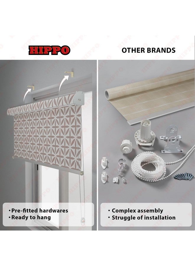 HIPPO Printed Blackout Indoor Roller Blinds for Windows AKAAR Design Rolling Curtains Corded Roll Up and Down Blind for Home Office (4X5 FT) - Image 4