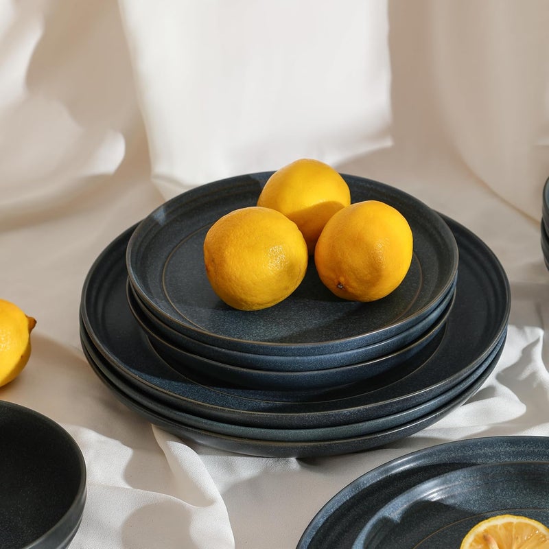 Stone Lain Elio 4Piece Salad Plate Set Stoneware Blue - Image 3