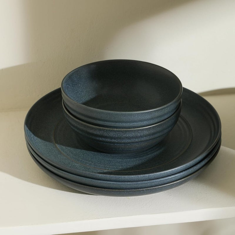 Stone Lain Elio 4Piece Salad Plate Set Stoneware Blue - Image 4