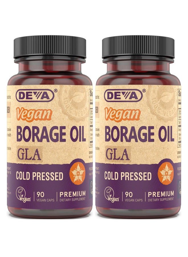 Deva Vegan Vitamins Vegan Vitamins, Borage Oil 500mg, Source of Omega-6 Fatty Acid GLA (Gamma linolenic Acid), Cold-Pressed & Unrefined, 90 Tablets (Pack of 2) - Image 1