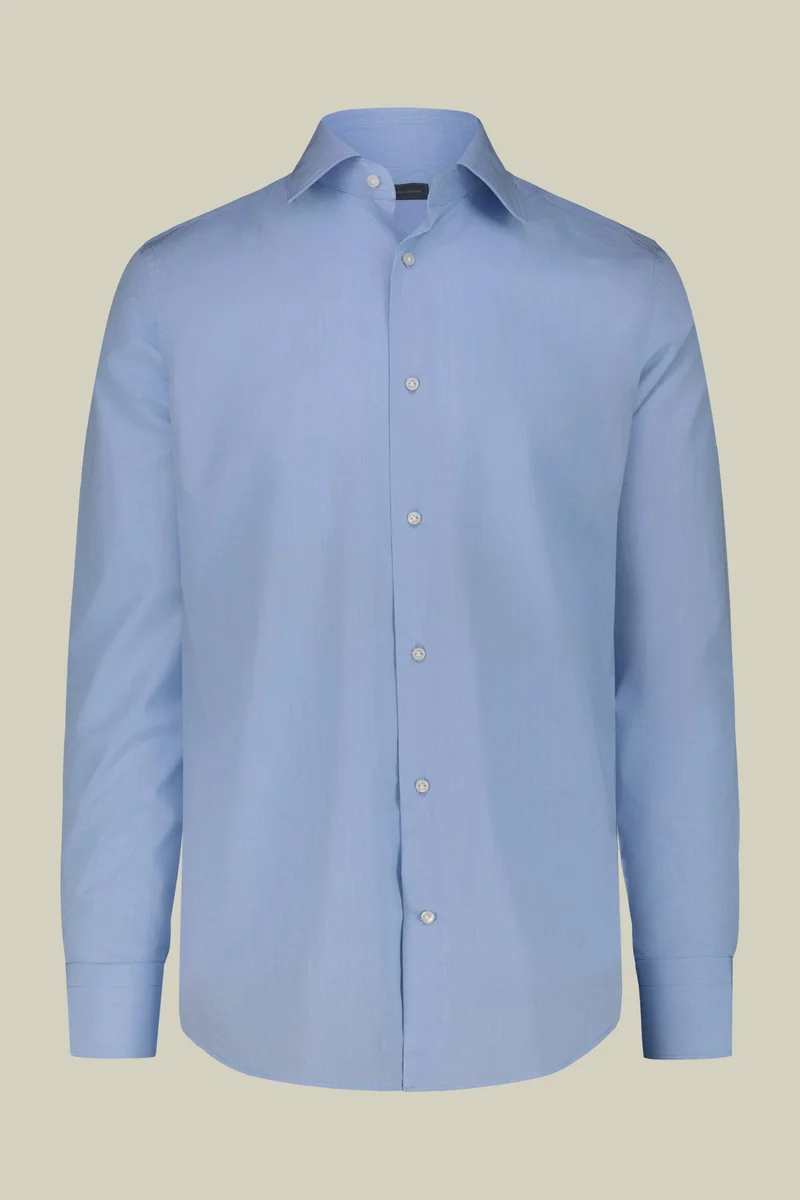 Doppelganger Blue Men's shirt with classic collar in 100% cotton woven micro houndstooth pattern - LT Sky for Men | Best Price UAE