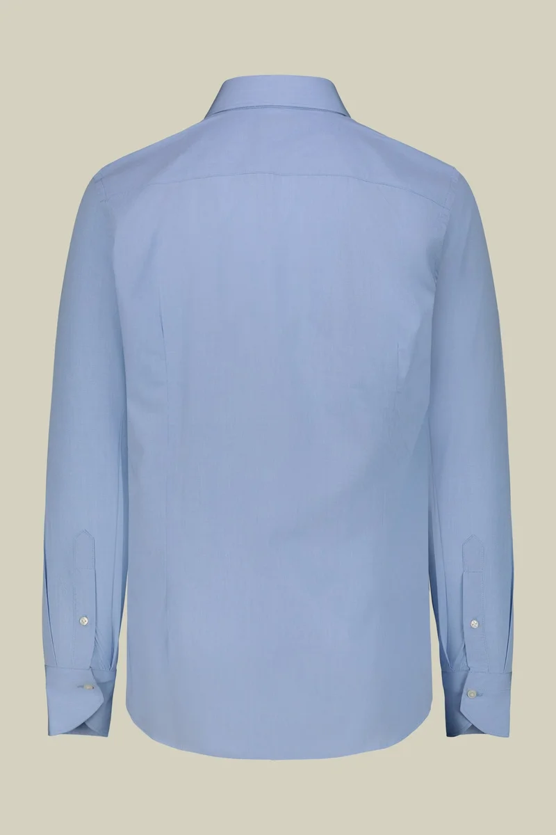 Doppelganger Blue Men's shirt with classic collar in 100% cotton woven micro houndstooth pattern - LT Sky for Men | Best Price UAE