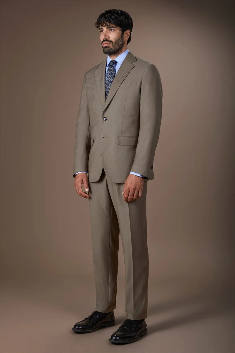 دوبل غانغر Men's shirt with classic collar in 100% cotton woven micro houndstooth pattern - LT Sky