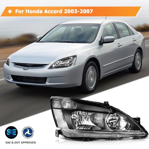 LBRST Headlight Assembly for Honda for Accord 2003-2007 Clear Lens Black Housing Clear Reflector Driver and Passenger Side Headlamp - Image 2