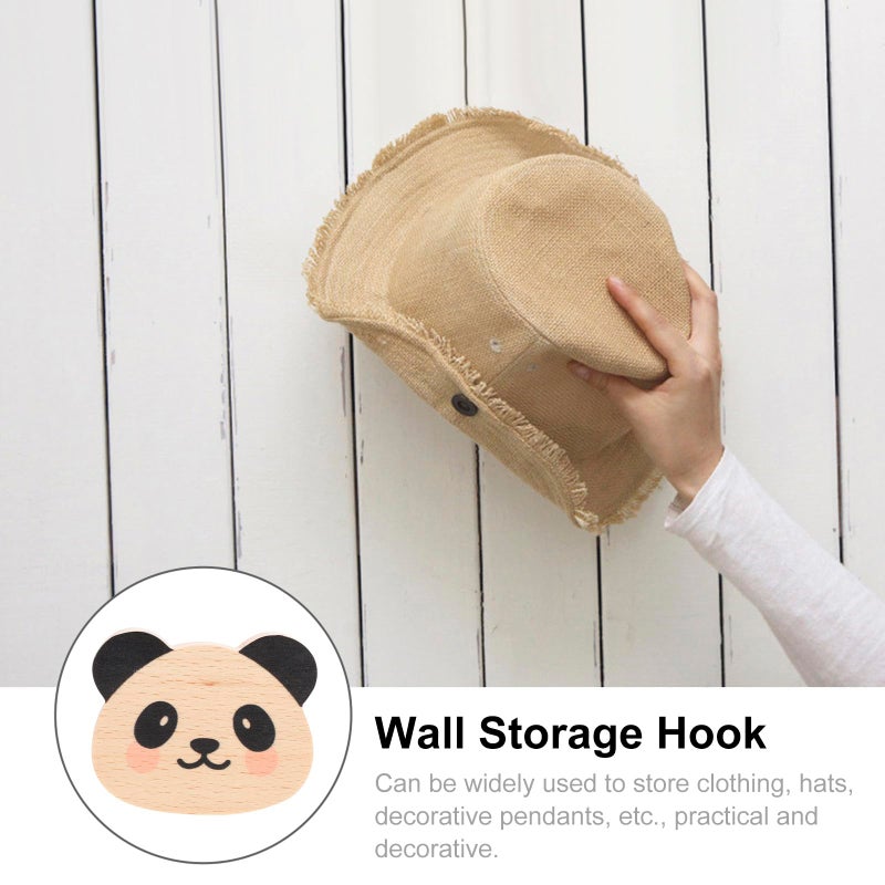 Panda Design Solid Wood Wall Hooks 2Pcs Punch Free Coat Hangers For Entryway - Image 4