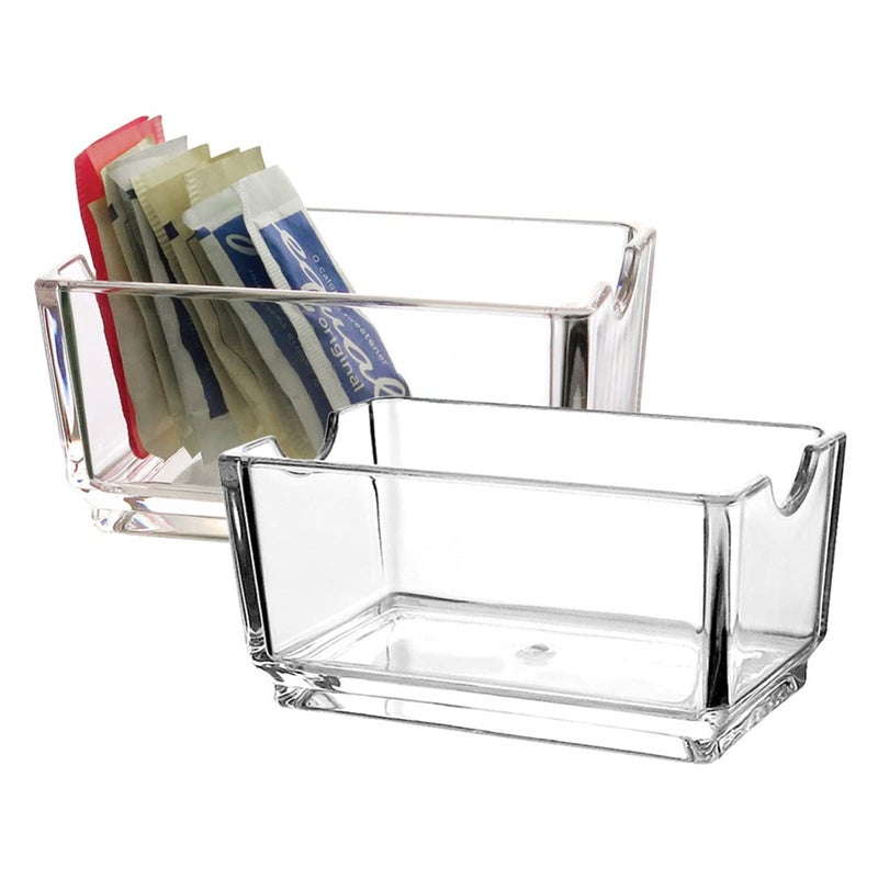 Sizikato Sizikato 2pcs Clear Acrylic Sugar Packet Holder Square Tea Bag Bowl 43 Inches 