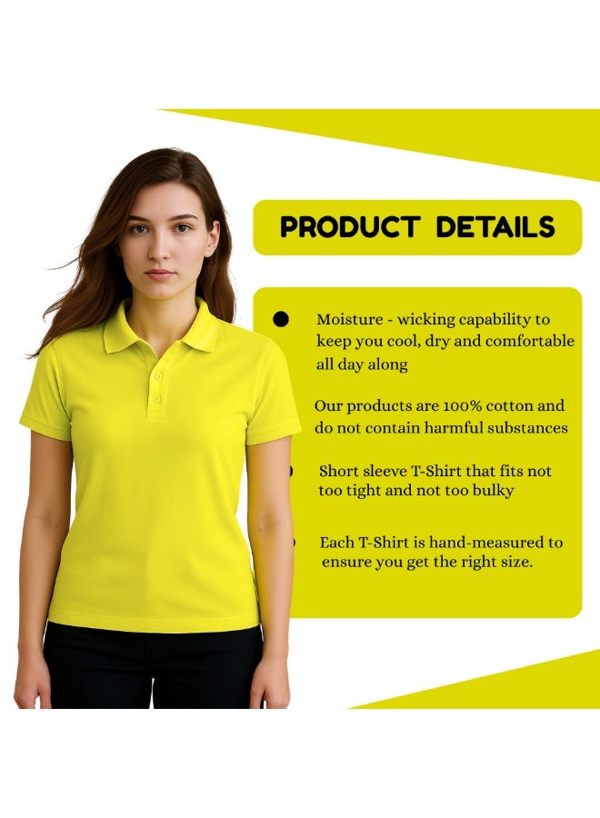 برينت شوب فور مي تي شيرت بولو جولف نسائي بقصّة عادية وأكمام قصيرة من القطن الخالص، 220 جرام لكل متر مربع، ألوان أساسية - Image 3