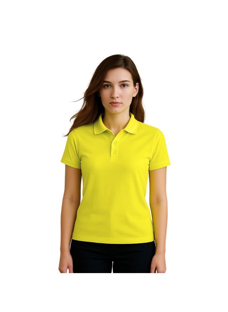 برينت شوب فور مي تي شيرت بولو جولف نسائي بقصّة عادية وأكمام قصيرة من القطن الخالص، 220 جرام لكل متر مربع، ألوان أساسية - Image 1