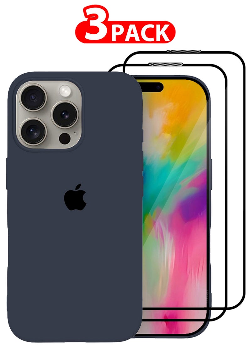 CATANES (for iPhone 16 Pro) 3 Pack Case and 2 Screen Protectors, Slim Silicone Case, Full Covered Anti Scratch Shockproof Protective Cover  - Image 1