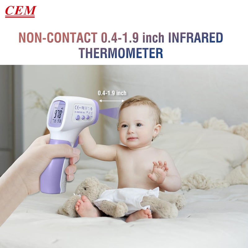 CEM DT8806 Digital Thermometer for Adults and Kids No Touch Forehead Thermometer for Baby 2 in 1 Body Surface Mode Infrared Thermometer with Fever Alarm and Instant Accuracy Readings Purple - Image 5