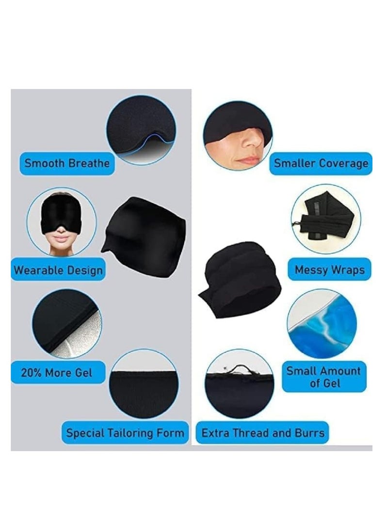 FengSVMA Headache Relief Cap for Migraine Relief, Tension, One Size Fits All Headache Cap with Reusable Ice Gel Pack for Puffy Eyes, Stress Relief (Black)  - Image 2