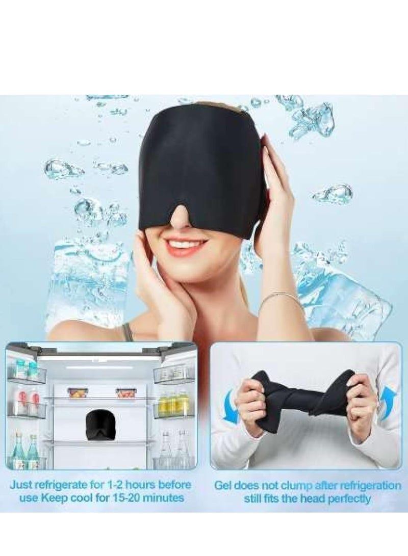 FengSVMA Headache Relief Cap for Migraine Relief, Tension, One Size Fits All Headache Cap with Reusable Ice Gel Pack for Puffy Eyes, Stress Relief (Black)  - Image 4
