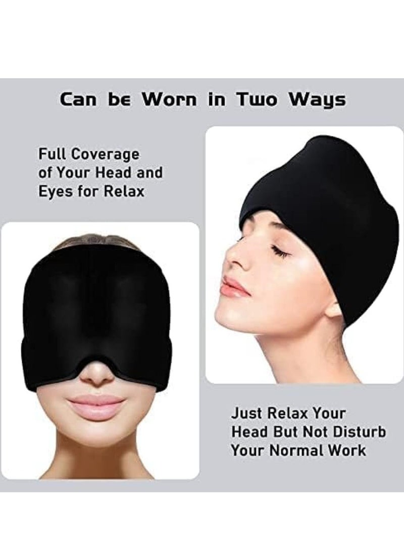 FengSVMA Headache Relief Cap for Migraine Relief, Tension, One Size Fits All Headache Cap with Reusable Ice Gel Pack for Puffy Eyes, Stress Relief (Black)  - Image 5