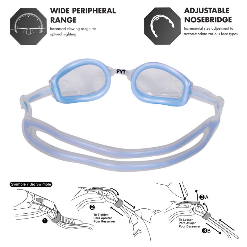 TYR Femme T-72 Petite Performance Goggle (Clear/Ice Blue) - Image 3