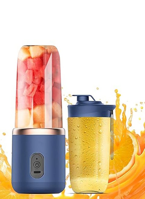 Portable Blender for Juices & Smoothies with 6 Stainless Steel blades,Powerful performances Fusion Blender, USB Rechargeable, Lid, Cup included, Fit for travel and outdoor activities (Navy Blue)