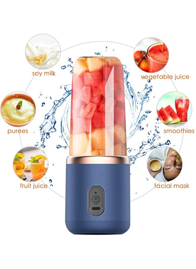 Generic - Portable Blender for Juices & Smoothies with 6 Stainless Steel blades,Powerful performances Fusion Blender, USB Rechargeable, Lid, Cup included, Fit for travel and outdoor activities (Navy Blue) - Image 1
