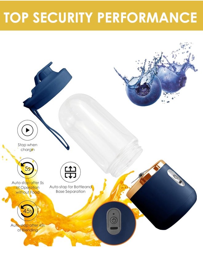 Generic - Portable Blender for Juices & Smoothies with 6 Stainless Steel blades,Powerful performances Fusion Blender, USB Rechargeable, Lid, Cup included, Fit for travel and outdoor activities (Navy Blue) - Image 1