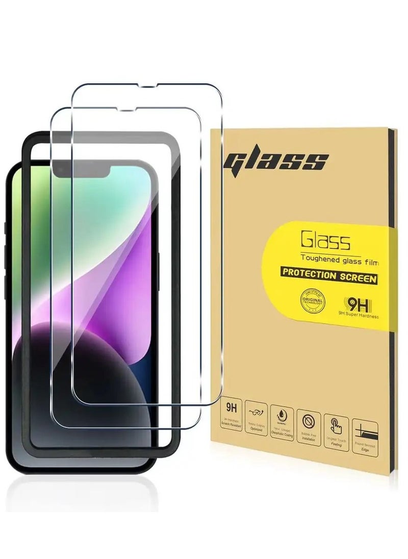YoYoTech 2 Pack Glass Screen Protector  for iPhone 14 Plus 6.7'’ 2022  HD Clear Ultra High Transparent Anti scratch AntiFingerprint 9H Tempered Glass with Installation Frame.  - Image 1