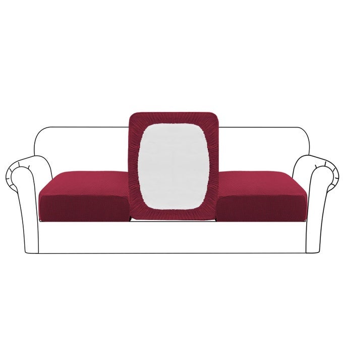 STRETCH SEAT CUSHION COVER SOFA CUSHION FURNITURE PROTECTOR FOR SOFA SEAT SOFA SLIPCOVER SOFA COVER SOFT FLEXIBILITY WITH ELASTIC BOTTOM 3 SEAT CUSHION COVER WINE