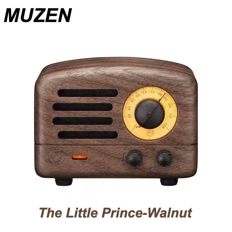 Muzen The Little Prince Desktop Mini Speaker with OTR FM Radio Bluetooth Wireless Metal Music Player, Walnut - Image 1