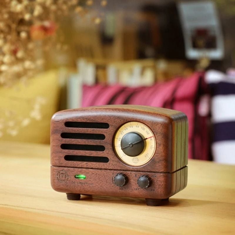 Muzen The Little Prince Desktop Mini Speaker with OTR FM Radio Bluetooth Wireless Metal Music Player, Walnut - Image 3