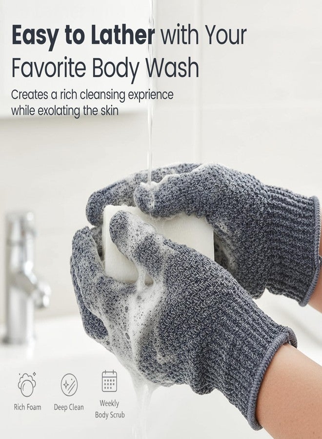 Yiclick 2 Pairs Exfoliating Gloves,Shower Gloves for Unisex,Wash Gloves for Shower,Deep Cleansing Exfoliating Mitt Bath Glove Wash Dead Skin Remover Exfoliating Body Scrubber(Grey) - Image 5