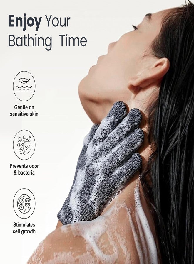 Yiclick 2 Pairs Exfoliating Gloves,Shower Gloves for Unisex,Wash Gloves for Shower,Deep Cleansing Exfoliating Mitt Bath Glove Wash Dead Skin Remover Exfoliating Body Scrubber(Grey) - Image 3
