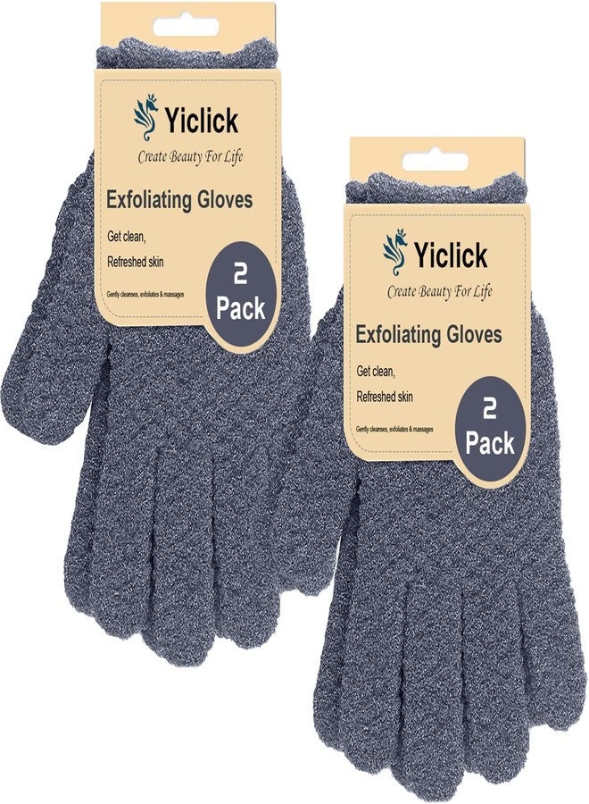 Yiclick 2 Pairs Exfoliating Gloves,Shower Gloves for Unisex,Wash Gloves for Shower,Deep Cleansing Exfoliating Mitt Bath Glove Wash Dead Skin Remover Exfoliating Body Scrubber(Grey) - Image 1