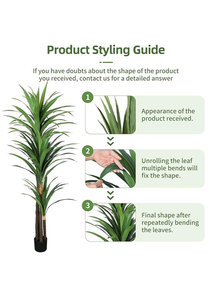 Generic Artificial Yucca Plant 190 cm High with 3 Trunk - Artificial Yucca Plant Covered with Natural Material  - Image 5
